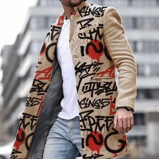 Autumn And Winter New Men's Woolen Stand Collar Medium Long Pocket Casual Coat