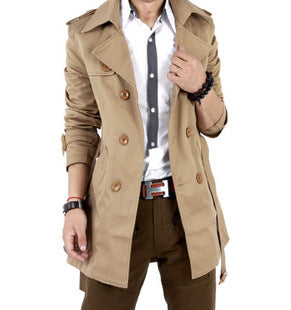 Mid-length men's trench coat