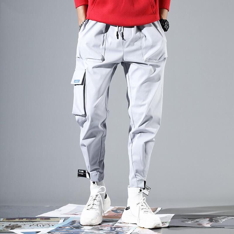 Loose casual cargo pants with velcro straps