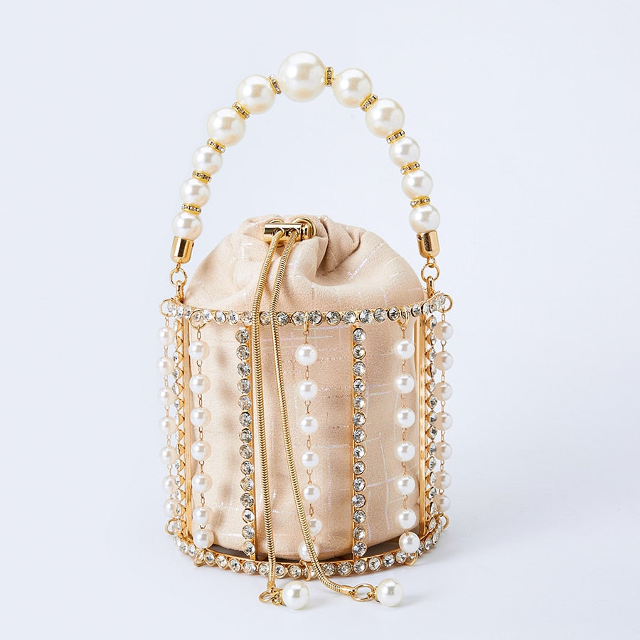 Rhinestone Pearl Clutch Women Handmade Diamond Beaded Bag