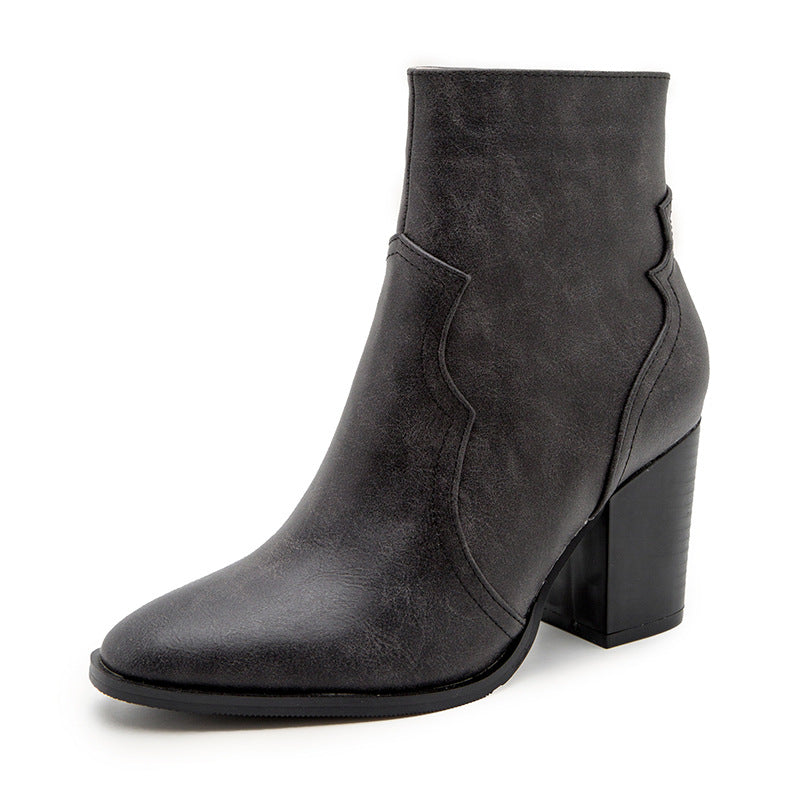 Cashmere Women's Thick High Heel Boots