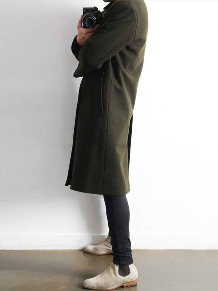 Woolen Men's Mid-length Student Trench Coat