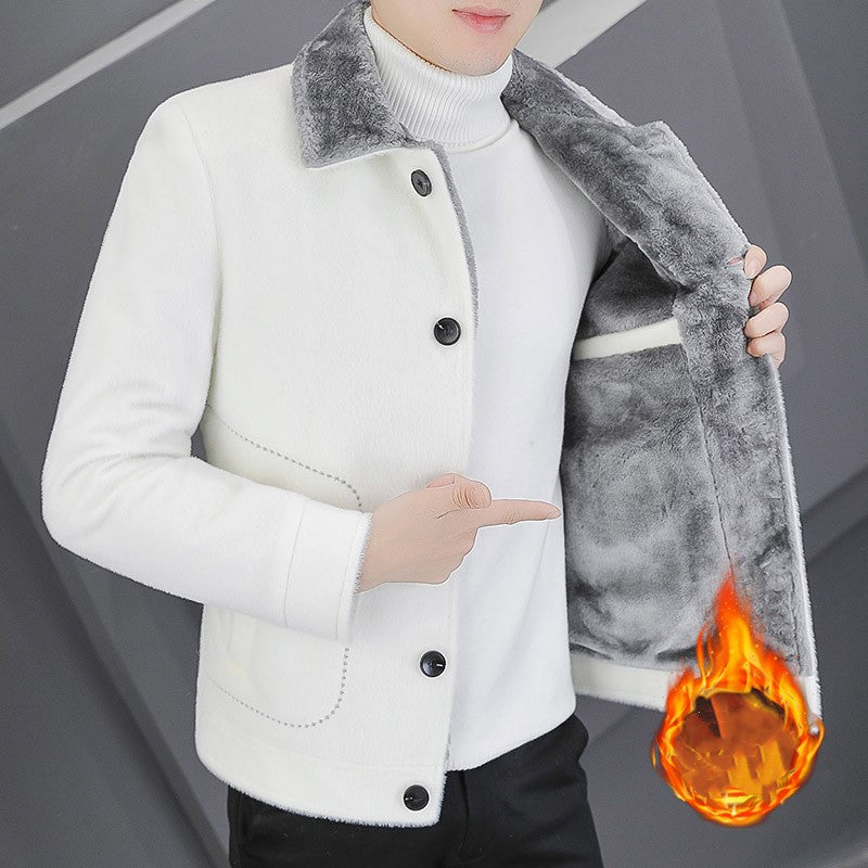 Men's Warm Plush Lapel Jacket