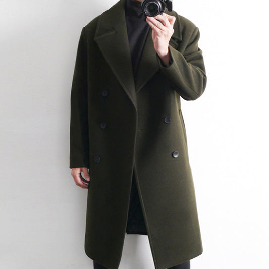 Woolen Men's Mid-length Student Trench Coat
