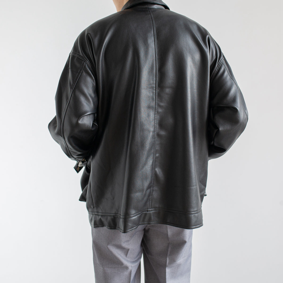Black Leather Men's Trendy Jacket