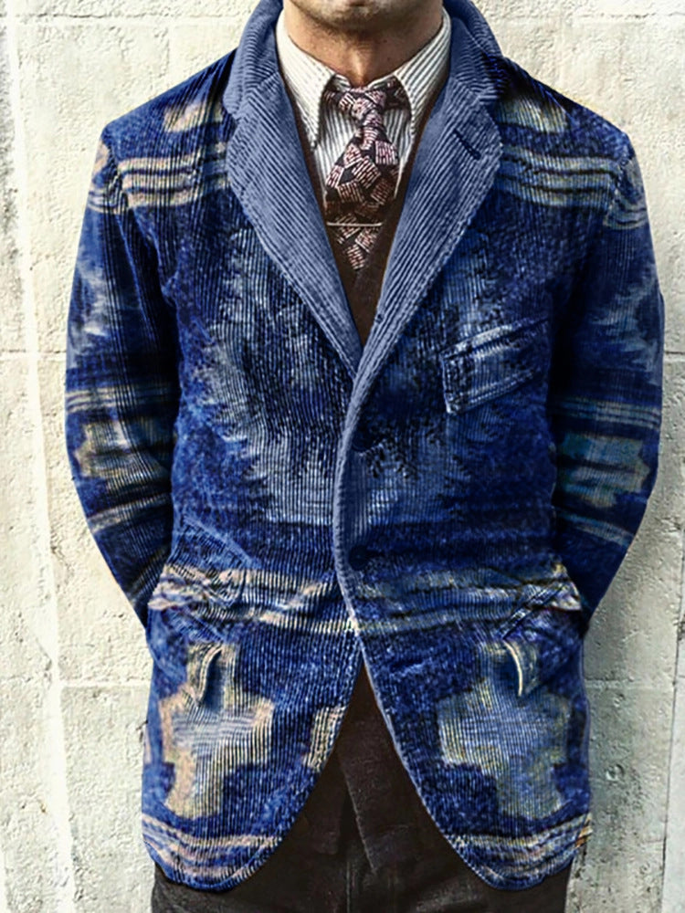 Men's fashion print personality trend suit jacket