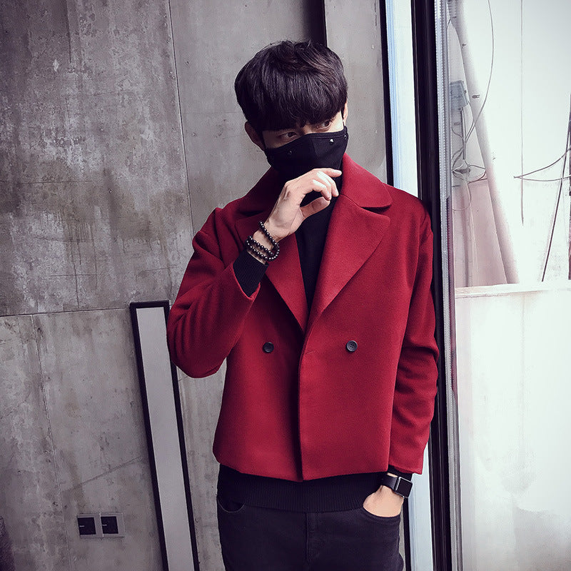 Stylist woolen coat with lapel jacket