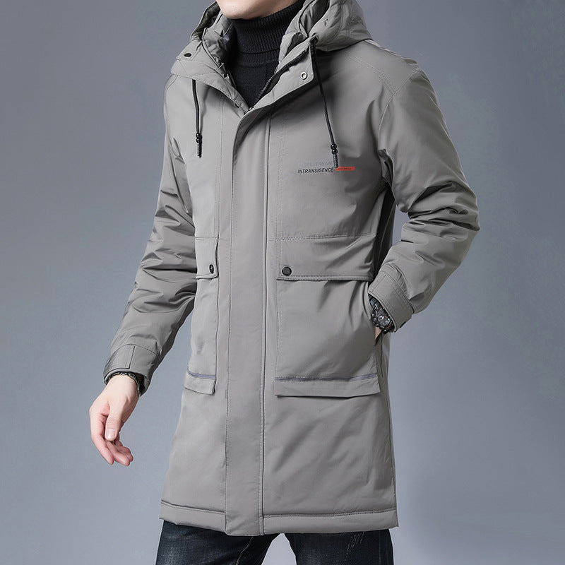 Youth zipper hooded white duck down down jacket