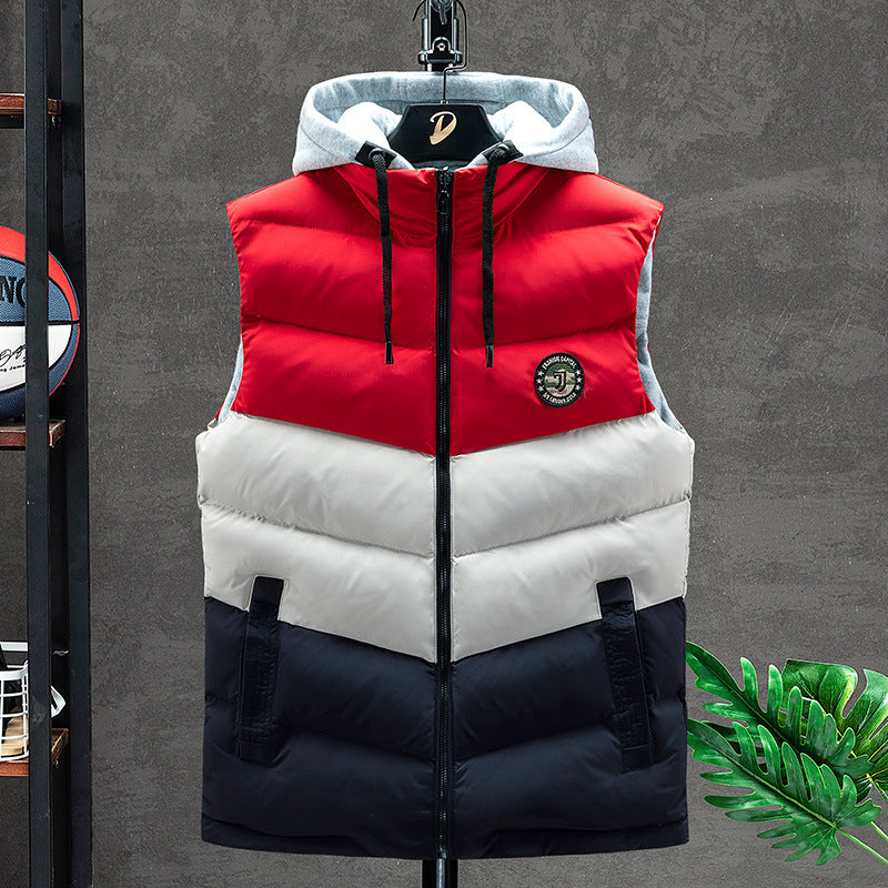 Korean color-blocking thickened warm vest