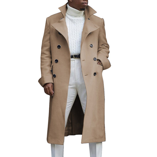 Lapel Trench Coat Double Breasted Men's Autumn And Winter