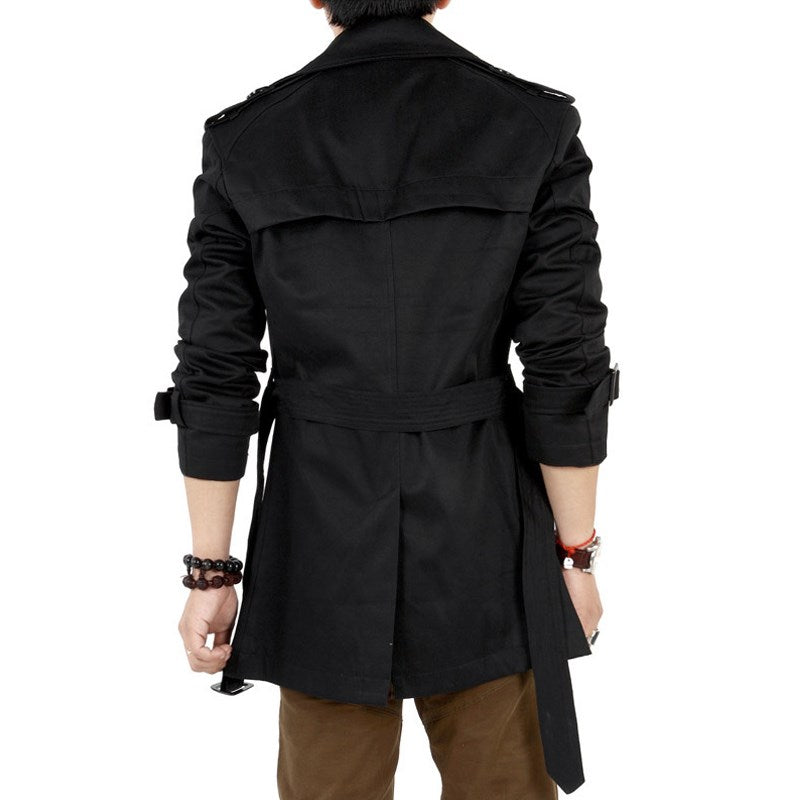 Mid-length men's trench coat