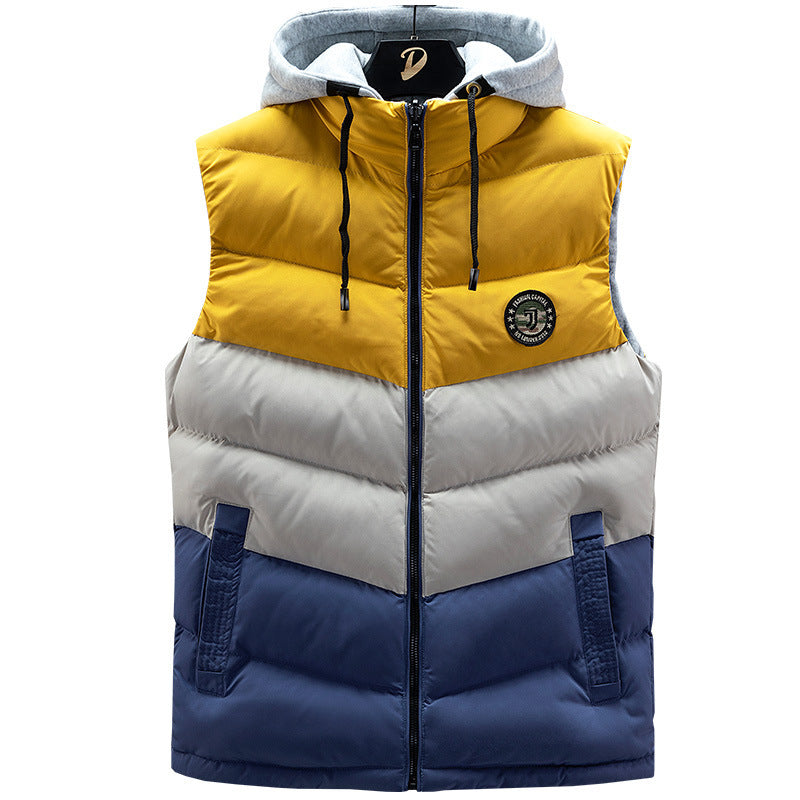 Korean color-blocking thickened warm vest