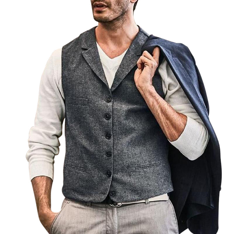 Spring and autumn new styles lapel fashion single-breasted trendy vest men
