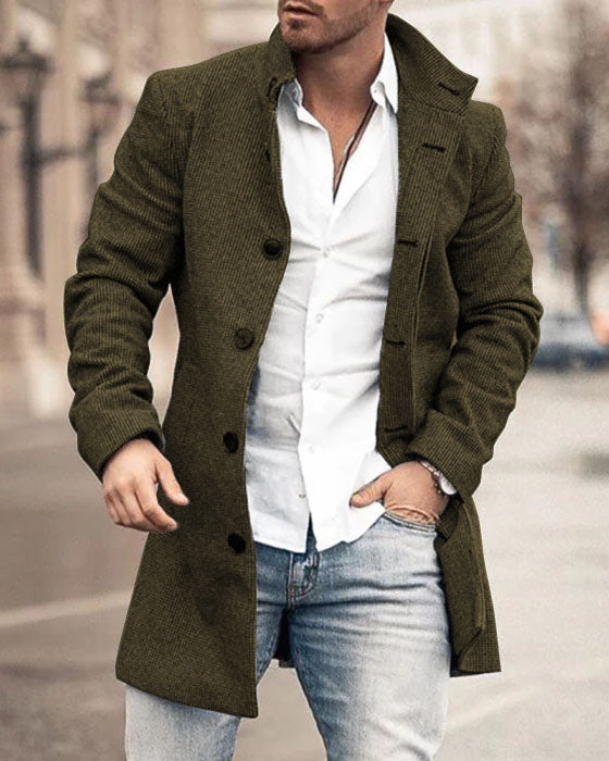 Winter New Men's Woolen Medium Long Casual Coat