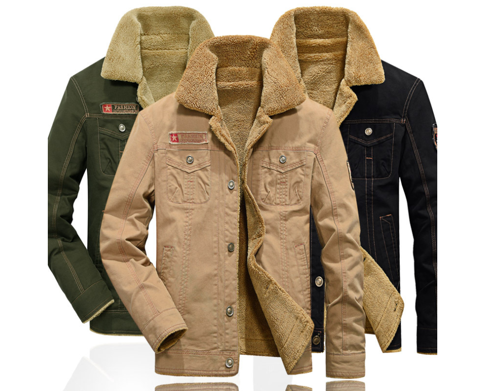 Winter plus samt dicken revers uniformen air force one jacke jacke baumwollkleidung männer 