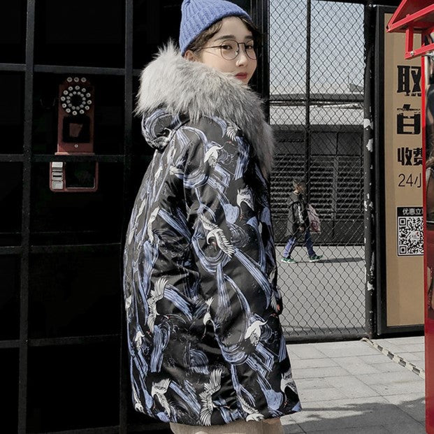 Thick printed cotton coat