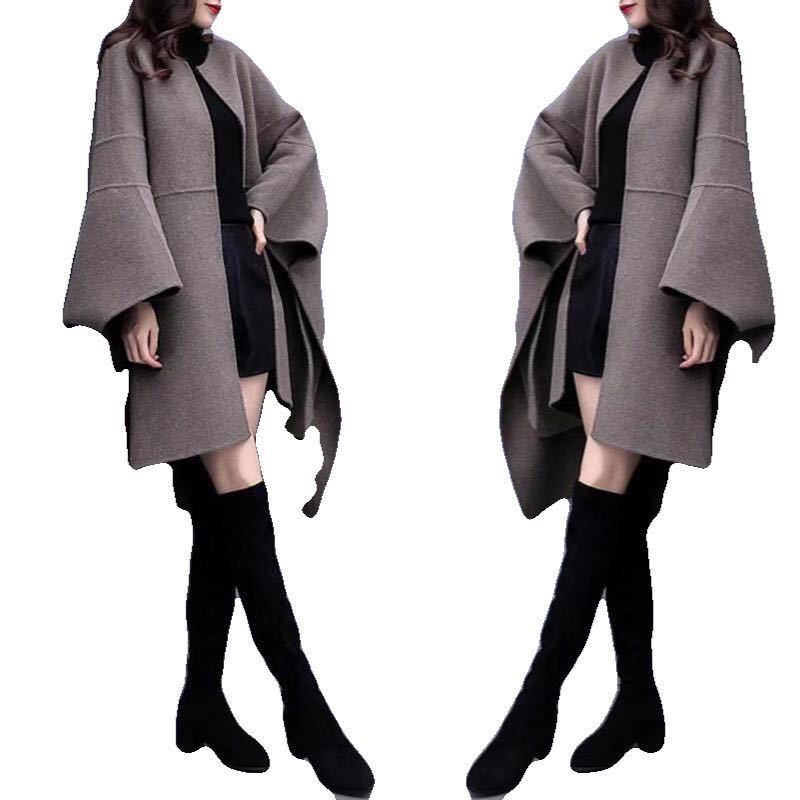 Woolen coat mid-length over-the-knee cloak woolen coat