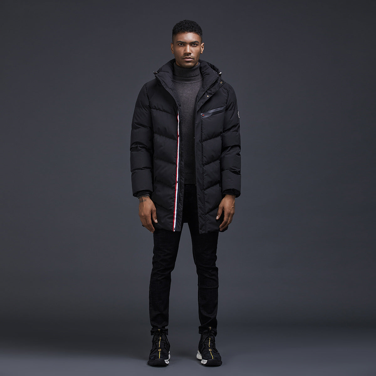 Medium and long cotton-padded jacket