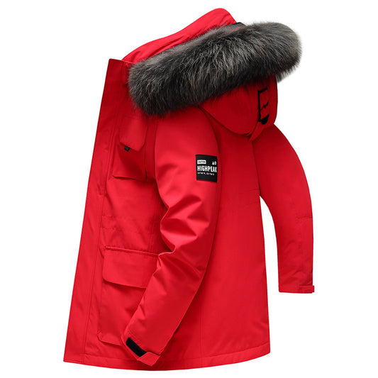 Medium Length  Hooded Winter Men's Coat