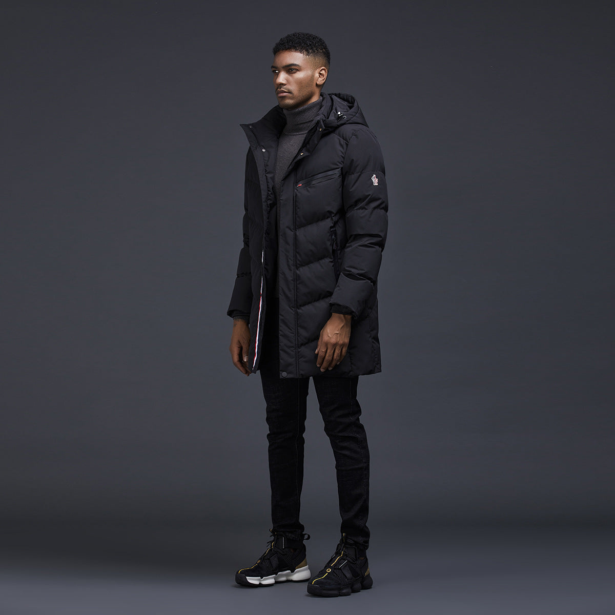 Medium and long cotton-padded jacket