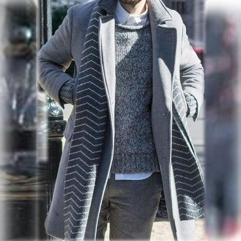 Casual lapel woolen loose single breasted coat