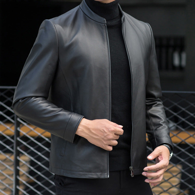 Men's Thin Zipper Pu Leather Jacket