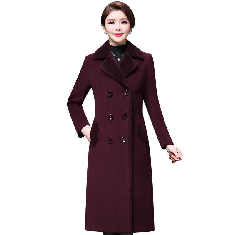 Middle-aged Women's Wool Coat Woolen Coat