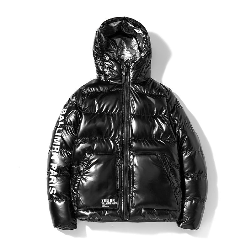 Coat hooded shiny