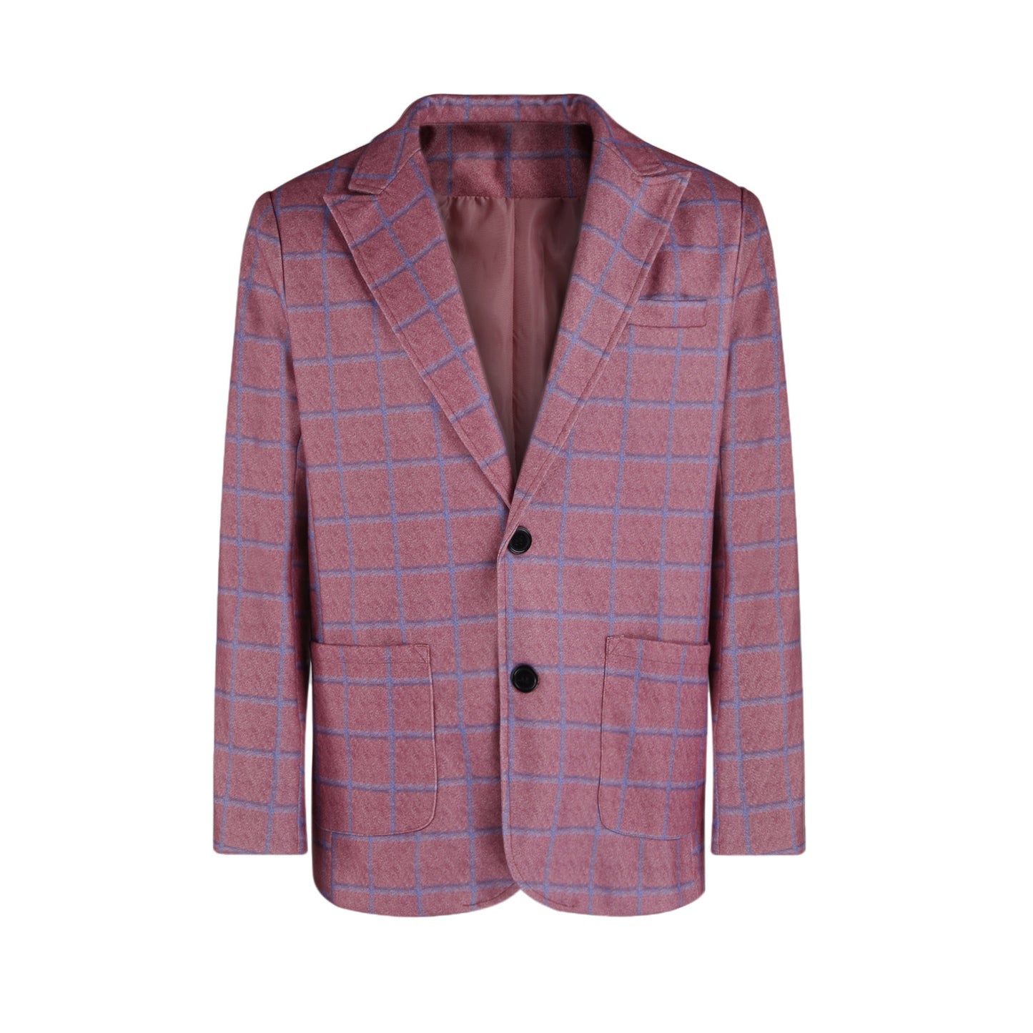 New Men's Plaid Lapel Long Sleeve Suit Coat