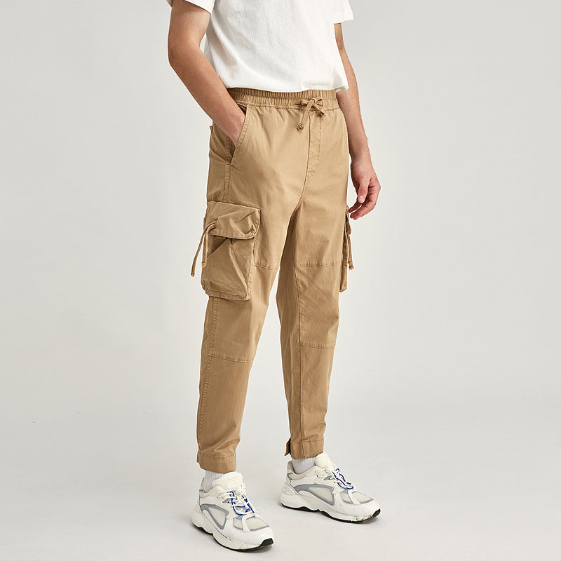 Workwear men's multi-pocket pants elastic waist
