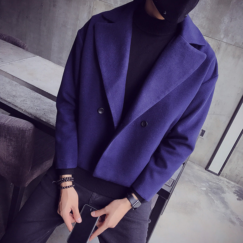 Stylist woolen coat with lapel jacket