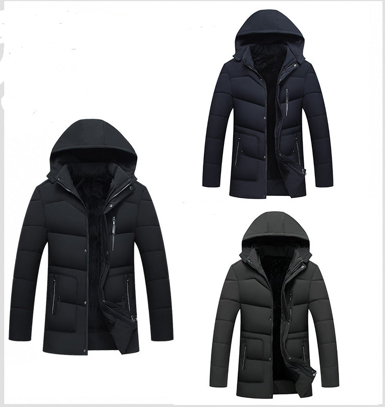 Warm thick cotton coat men's cotton hooded jacket