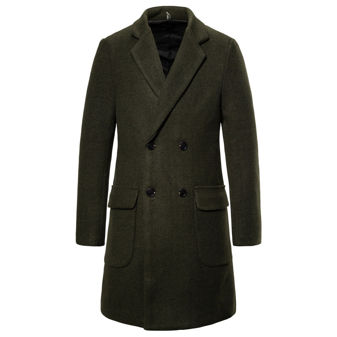 Double breasted woolen men's woolen trench coat