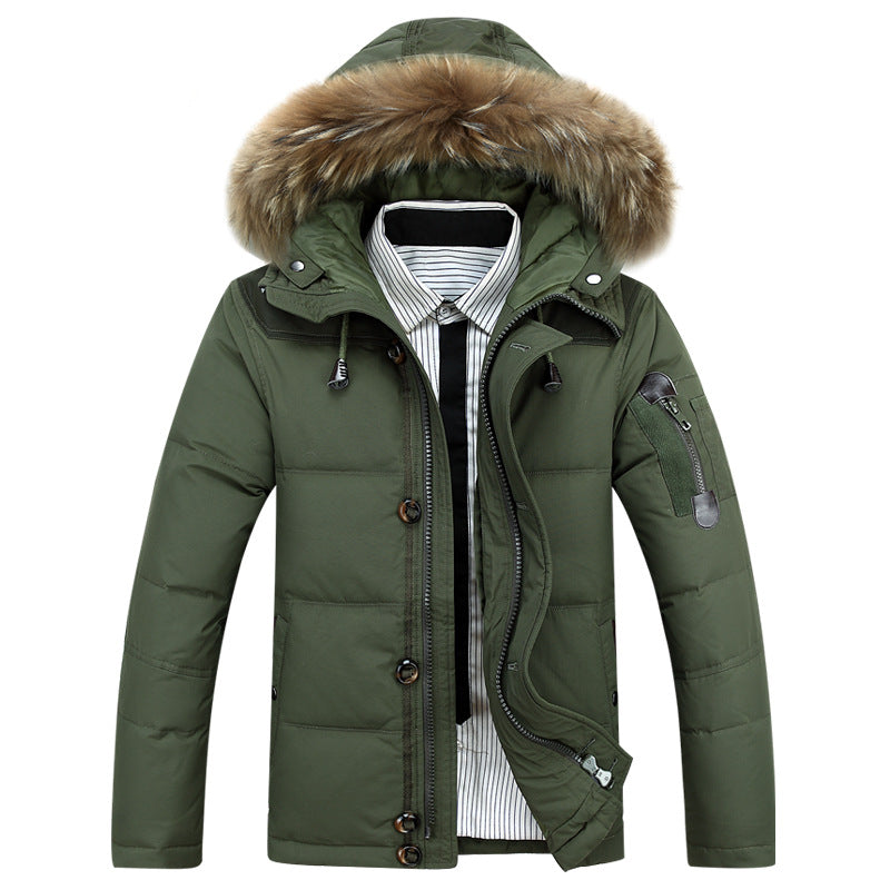 Men's Korean casual solid color thick down short jacket