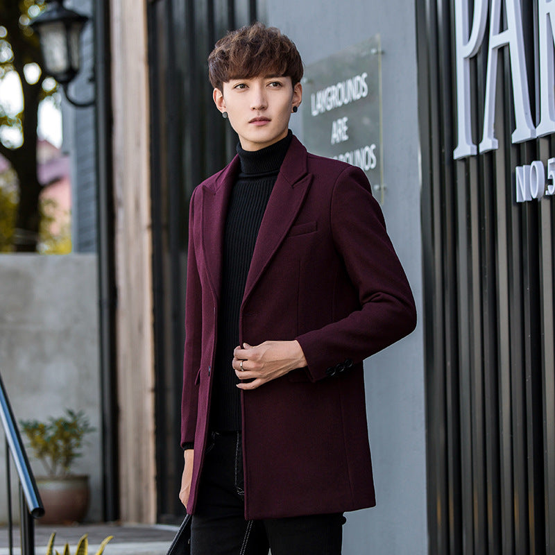 Pure color casual woolen coat men's suit