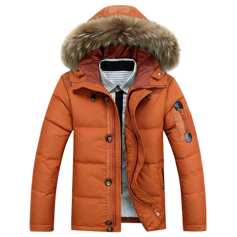 Men's Korean casual solid color thick down short jacket