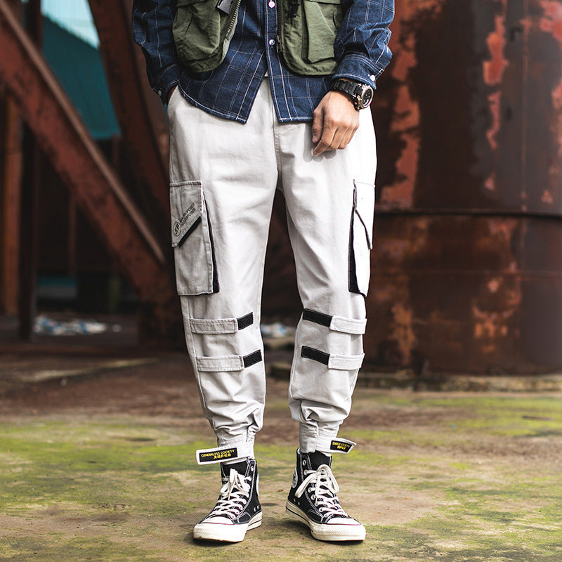 Multi-pocket overalls men's trendy leggings