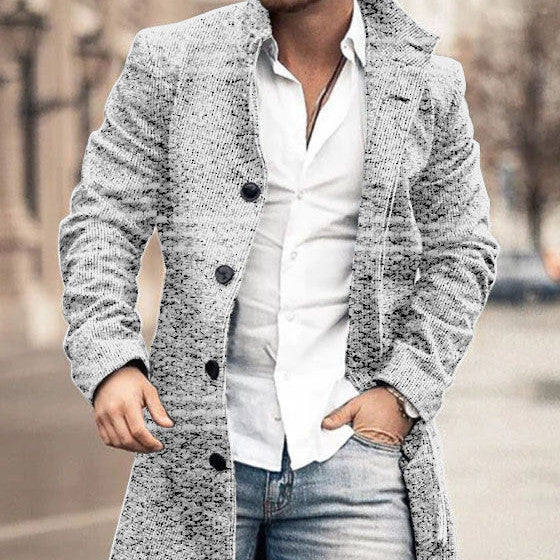 Winter New Men's Woolen Medium Long Casual Coat