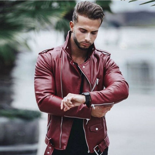 European and American slim leather jackets