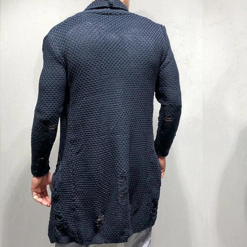 Mittellanger Strickjackenpullover für Herren 