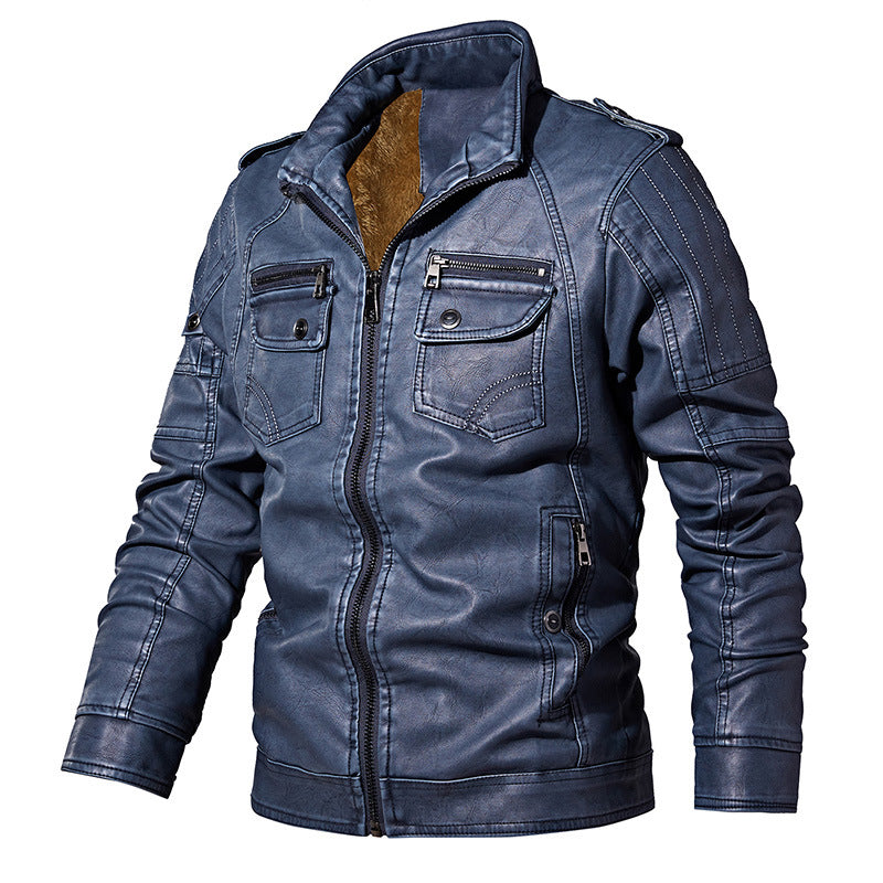 Men's winter casual fleece motorcycle jacket