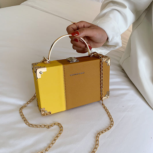 Summer Hand-Held Women's Popular New Trend Korean Version Fashion Chain One-Shoulder Messenger Box Bag