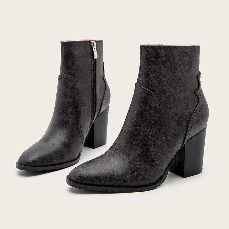 Cashmere Women's Thick High Heel Boots