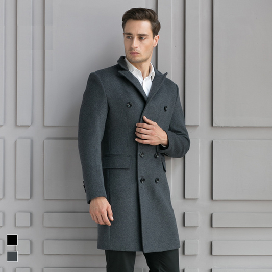 Herren Wollmantel Slim Fit Trenchcoat