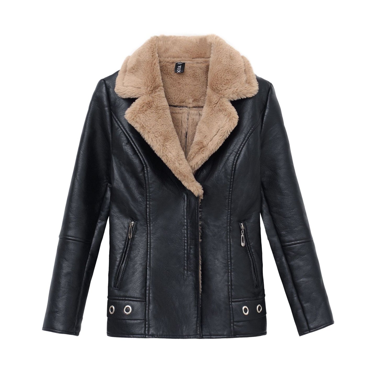 Short Fur Plus Velvet Warm Leather Jacket