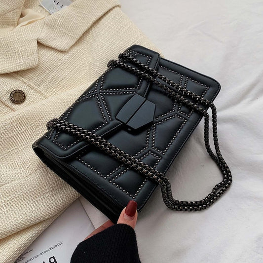 Rivet Chain PU Leather Crossbody for Women Shoulder Small Handbags