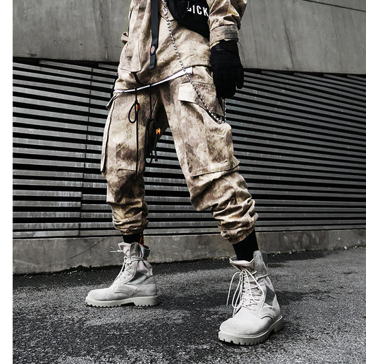 Loose straight camouflage dead fly beam pants men's tide brand performance wind casual pants hip hop overalls