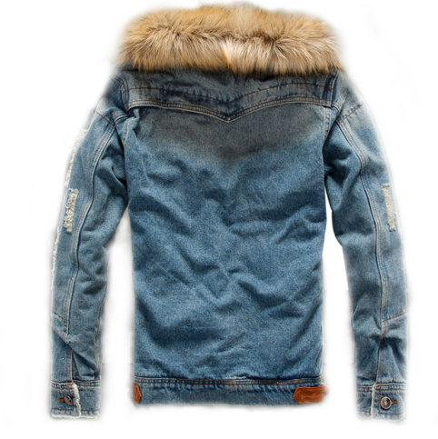 Teen couple men's jacket retro denim men's thick jacket hole hole patch denim jacket tide