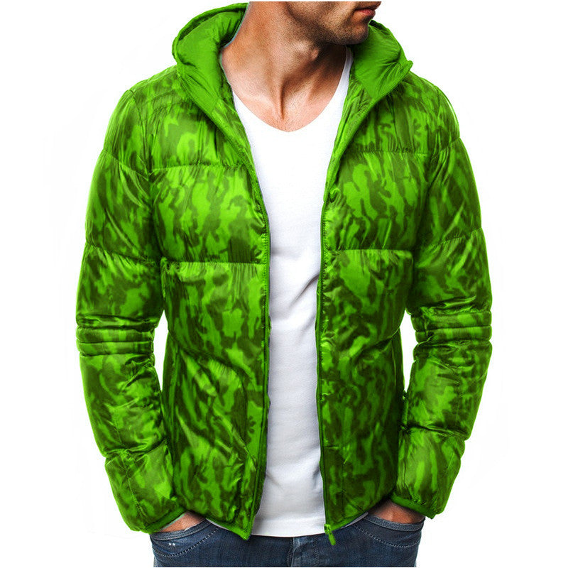 Neue kurze Baumwolljacke mit Camouflage-Muster und Kapuze für Herren