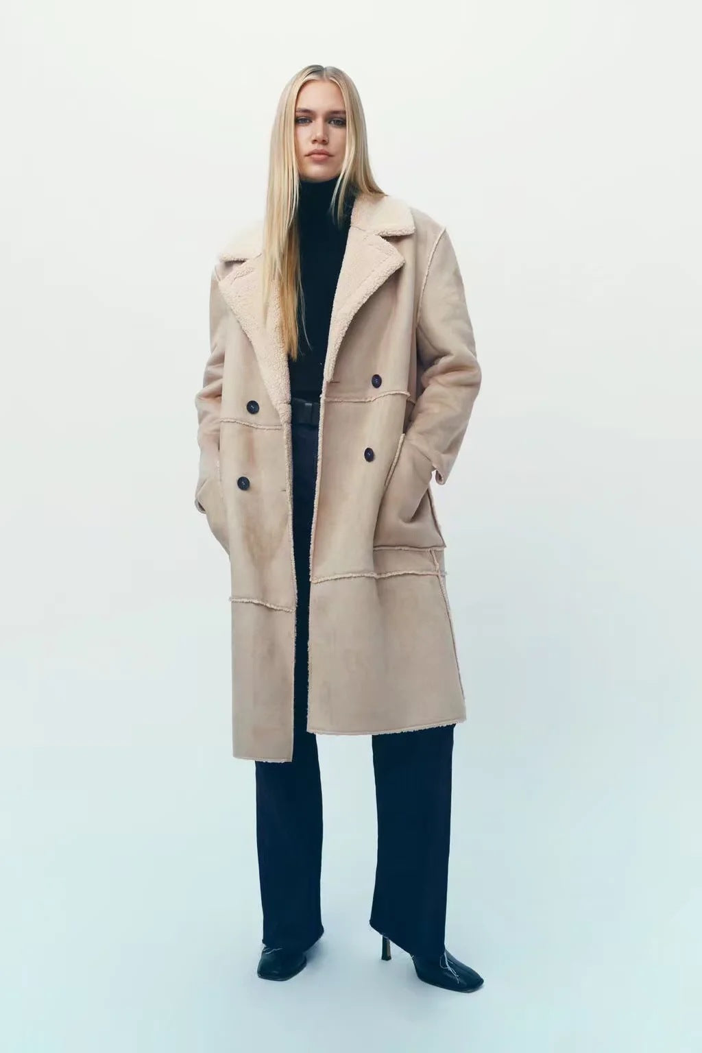 Personality Stitching Fleece Coat Coat Autumn And Winter Women's